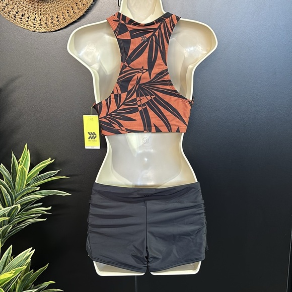 All In Motion UPF 50+ two piece swim,racerback top,boy shorts,removable pads - Picture 2 of 15